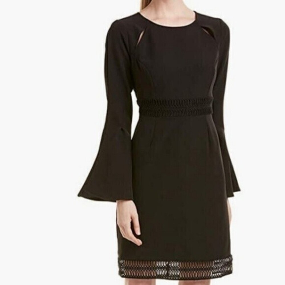 CATHERINE MALANDRINO Scoop Neck Knee-Length   Black Dress w/ Tags Size X…